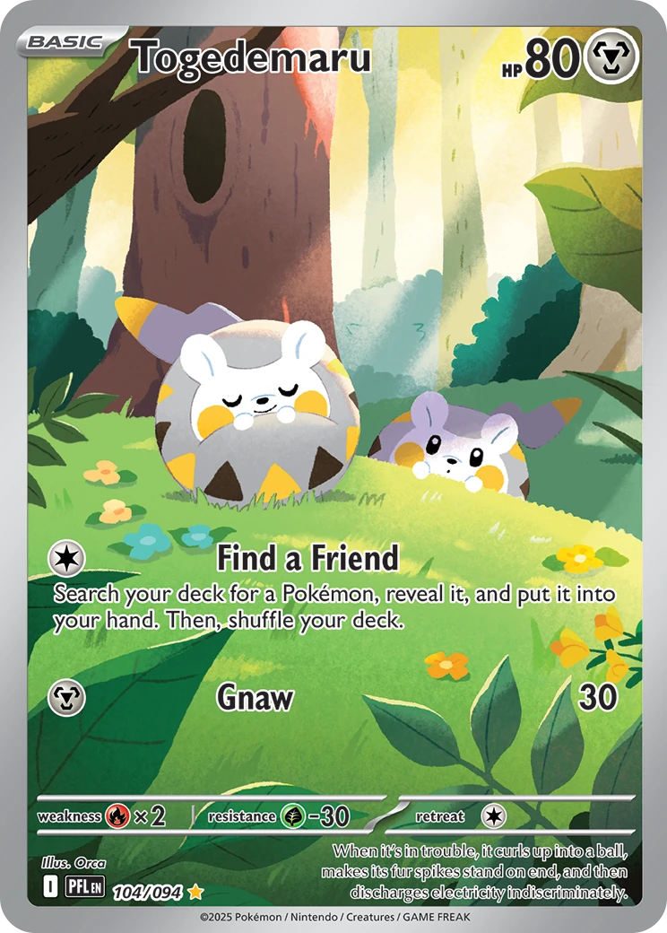 Carte Pokémon Togedemaru AR ultra-rare provenant de la série ME02 : Flammes Fantasmagoriques