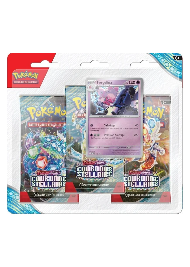 tripack pokemon de la série ev07 couronne stellaire illustration forgelina