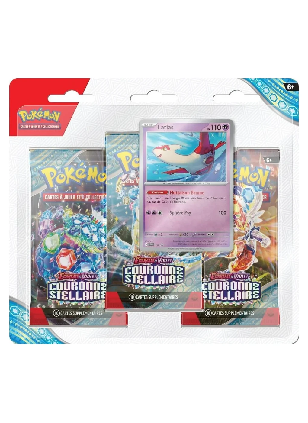 tripack pokemon de la série ev07 couronne stellaire illustration latias
