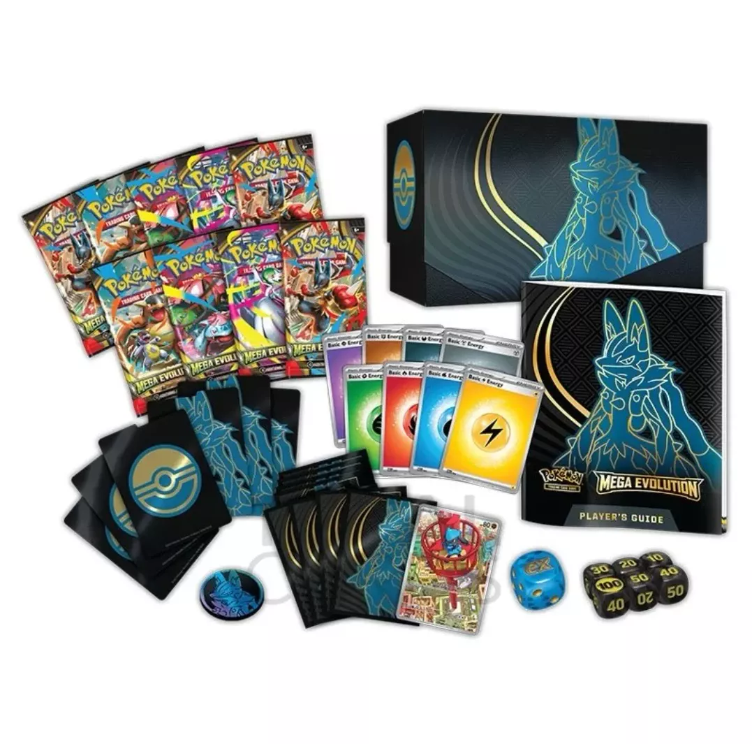 contenu de l'etb Pokémon de la série "Méga-Évolution", illustration Lucario
