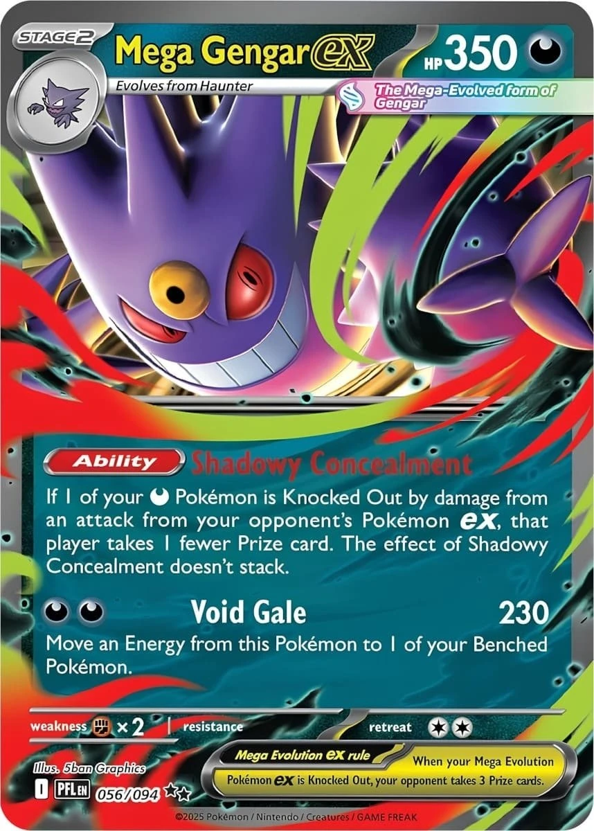 Carte Pokémon Méga-Ectoplasma ex ultra rare provenant de la série ME02 : Flammes Fantasmagoriques