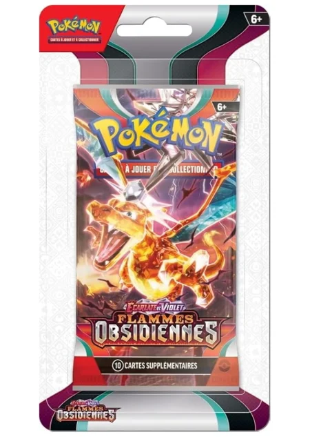 blister pokemon de la série ev03 flammes obsidiennes (illustration dracaufeu)