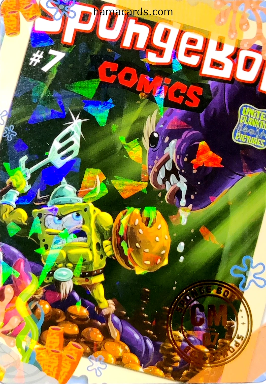 carte comics n°07 provenant de la display bob l'éponge anniversaire série 1