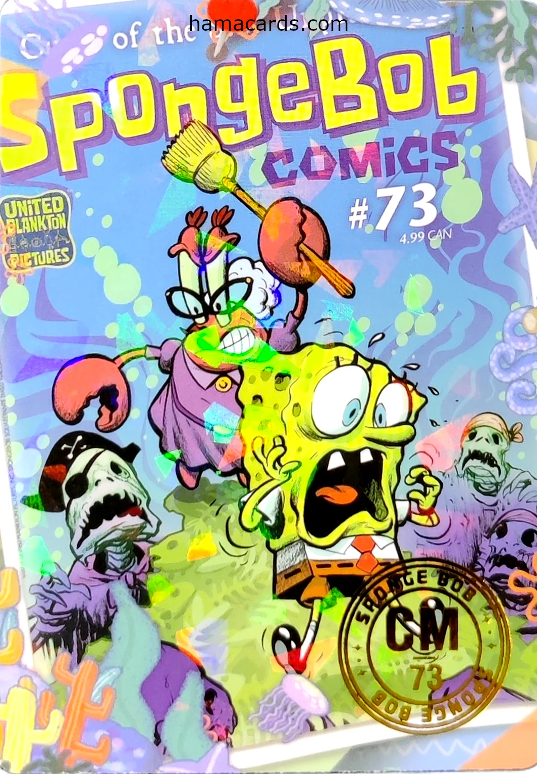 carte comics n°73 provenant de la display bob l'éponge anniversaire série 1