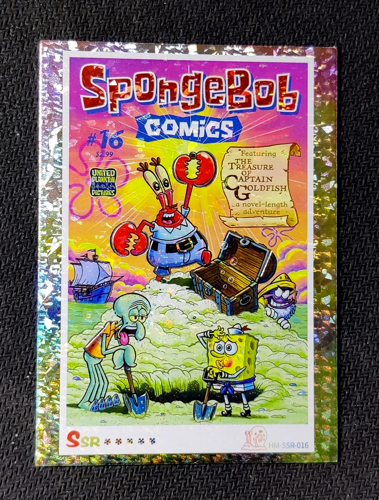 carte holographique SSR n°16 provenant du TCG Bob L'Éponge Premium (série 1)