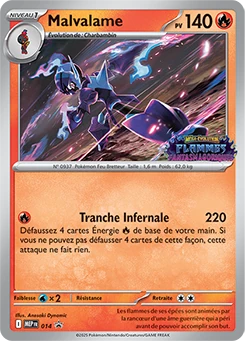 carte Pokémon Malvalame promotionnelle stamp provenant des kits d'avant première de la série ME02 : Flammes Fantasmagoriques