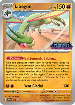 carte Pokémon Libégon promotionnelle stamp provenant des kits d'avant première de la série ME02 : Flammes Fantasmagoriques