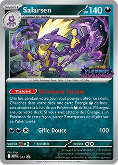 carte Pokémon Salarsen promotionnelle stamp provenant des kits d'avant première de la série ME02 : Flammes Fantasmagoriques