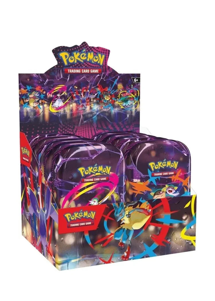 display de mini tins Pokémon de la série Méga-Évolution