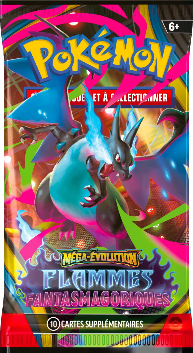 booster pokemon de la série flammes fantasmagoriques (me02) illustration méga dracaufeu x