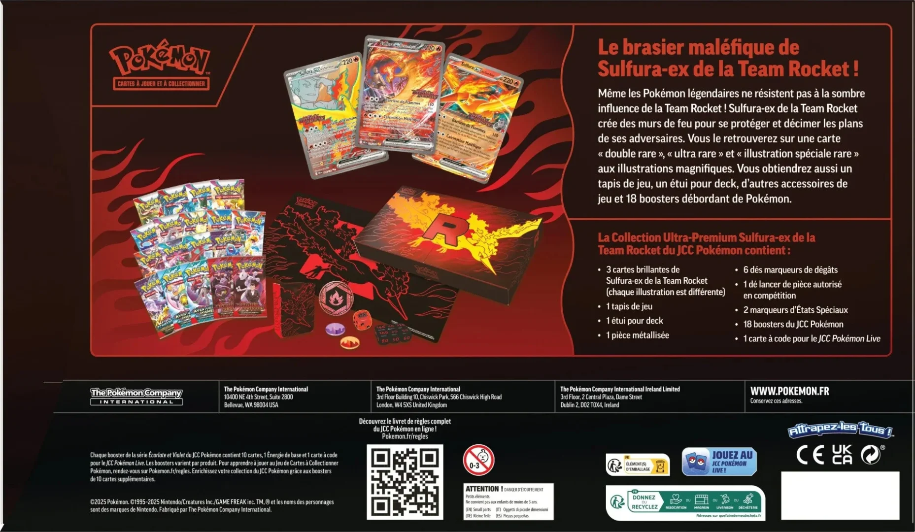 face arrière du coffret pokemon ultra premium collection sulfura ex de la team rocket