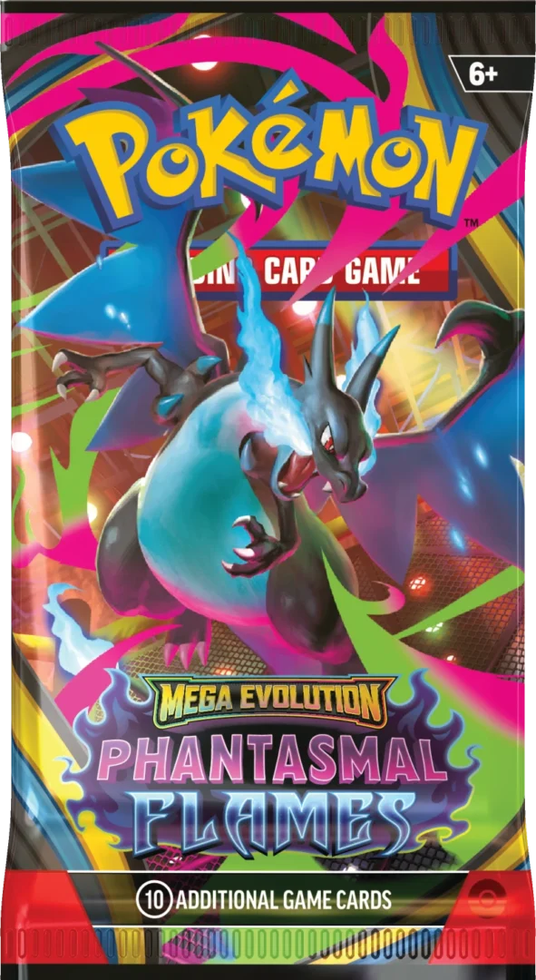 booster pokemon de la série flammes fantasmagoriques (me02) illustration méga dracaufeu x