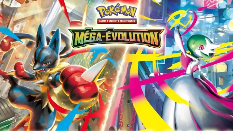 bannière présentant la nouvelle série de cartes Pokémon "Méga-Évolution"