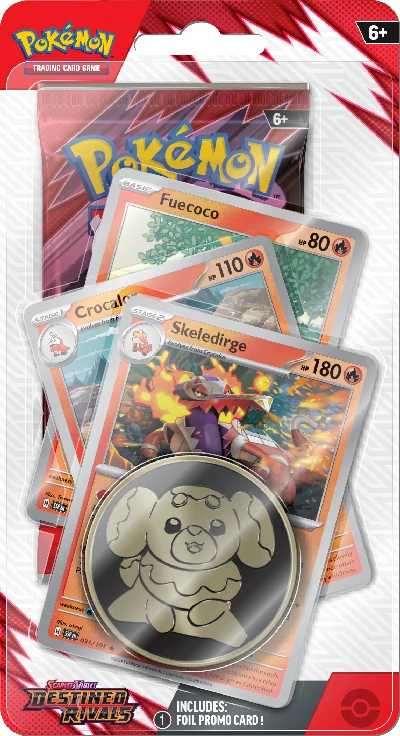pokemon blister amélioré de la série ev10 : rivalités destinées (1 booster + 3 promos + 1 jeton)