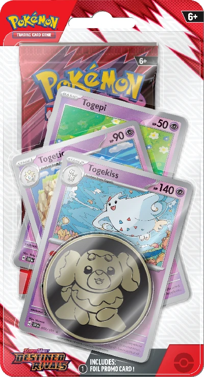 pokemon blister amélioré de la série ev10 : rivalités destinées (1 booster + 3 promos + 1 jeton)