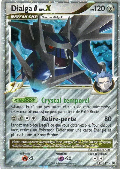 carte pokémon dialga niveau X provenant de la série platine de base