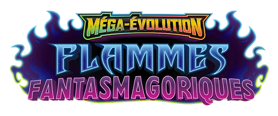 logo de la nouvelle série de cartes pokémon ME02 : flammes fantasmagoriques