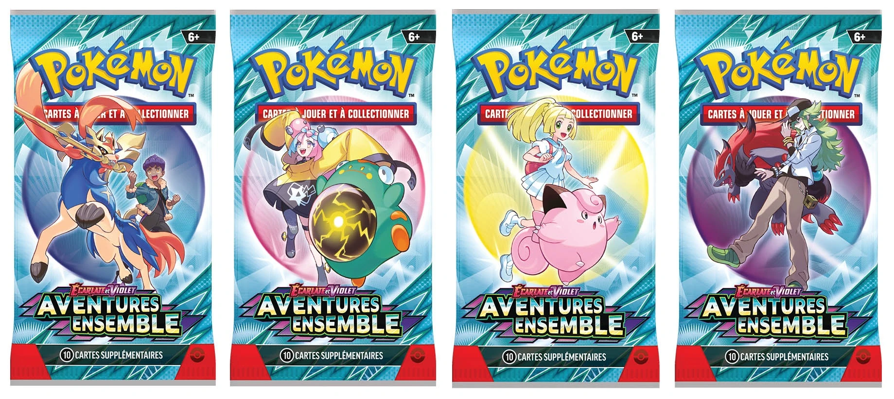 pokemon visuels des différents boosters de la série ev09 aventures ensemble