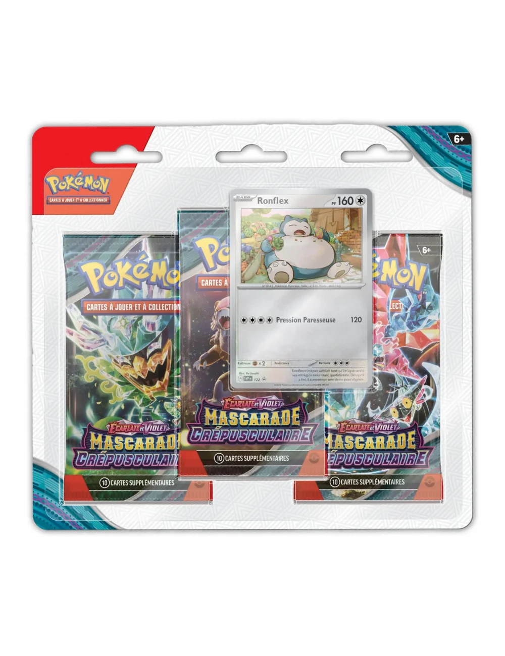 tripack pokemon illustration ronflex de la série ev06 mascarade crépusculaire