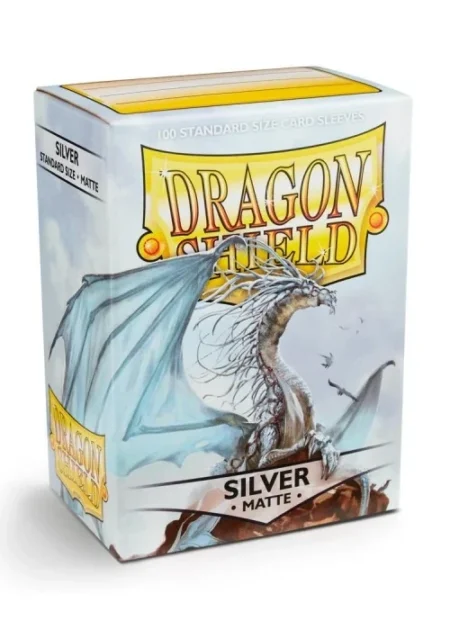 paquet de 100 sleeves dragon shield silver matte