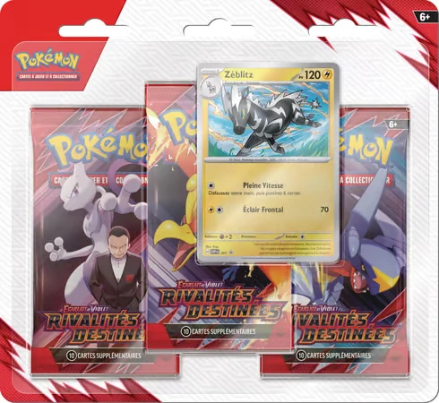 tripack pokémon de la série ev10 : rivalités destinées (carte promo zéblitz)
