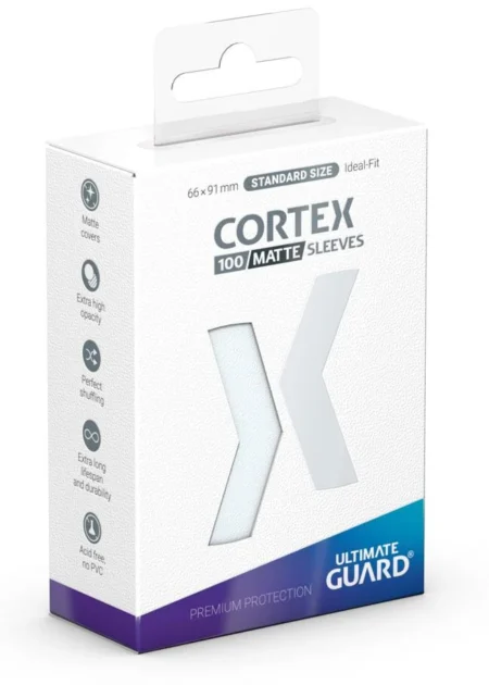Paquet de 100 Sleeves Cortex Taille Standard - Transparent Matte de la marque Ultimate Guard